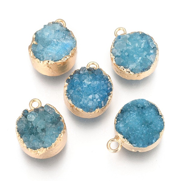 PandaHall Natural Druzy Agate Pendants, with Real 18K Gold Plated Brass Finding, Long-Lasting Plated, Flat Round, Dyed, Dark Cyan...
PandaHall Natural Druzy Agate Pendants, with Real 18K Gold Plated Brass Finding, Long-Lasting Plated, Flat Round, Dyed, Dark Cyan...
