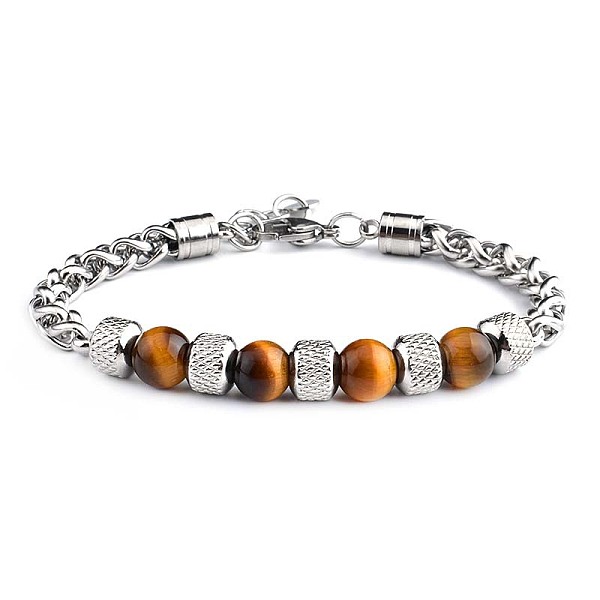 PandaHall Natural Tiger Eye Beaded Bracelets with Titanium Steel Wheat Chains, Stainless Steel Color, 7-1/2 inch(19cm) Tiger Eye
PandaHall Natural Tiger Eye Beaded Bracelets with Titanium Steel Wheat Chains, Stainless Steel Color, 7-1/2 inch(19cm) Tiger Eye