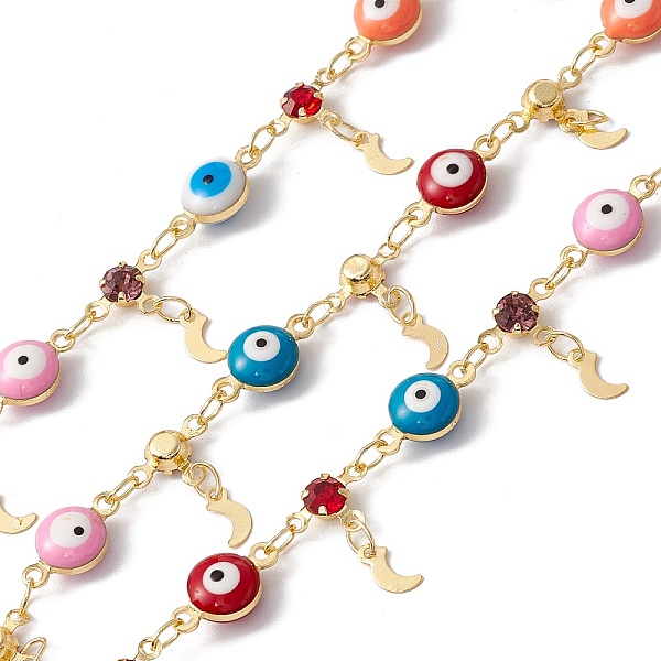 PandaHall Enamel Evil Eye & Glass Flat Round Link Chains, with Brass Moon Charms, Real 18K Gold Plated, Soldered, Long-Lasting Plated, with...
PandaHall Enamel Evil Eye & Glass Flat Round Link Chains, with Brass Moon Charms, Real 18K Gold Plated, Soldered, Long-Lasting Plated, with...