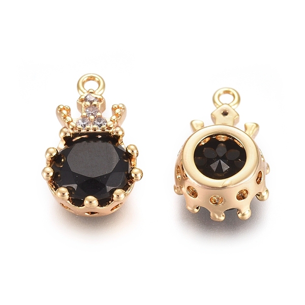 PandaHall Brass Glass Pendants, Real 18K Gold Plated, Flat Round with Crown, Black & Clear, 12x7x4mm, Hole: 1mm Brass+Glass Flat Round Black
PandaHall Brass Glass Pendants, Real 18K Gold Plated, Flat Round with Crown, Black & Clear, 12x7x4mm, Hole: 1mm Brass+Glass Flat Round Black