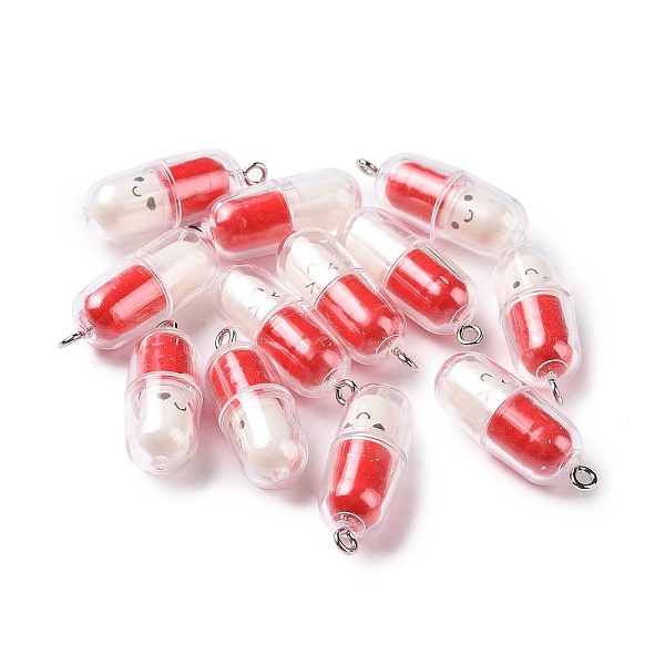 PandaHall Translucent Plastic Pendants, Pill Capsule Charm, with Platinum Tone Iron Loops, Red, 29x10.5mm, Hole: 2mm Plastic Others Red
PandaHall Translucent Plastic Pendants, Pill Capsule Charm, with Platinum Tone Iron Loops, Red, 29x10.5mm, Hole: 2mm Plastic Others Red