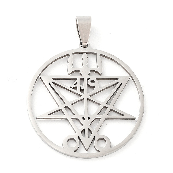 PandaHall 201 Stainless Steel Pendants, 49 Lucifer Symbol, Church of Satan Charm, Stainless Steel Color, 37x35x1.5mm, Hole: 9x5mm 201...
PandaHall 201 Stainless Steel Pendants, 49 Lucifer Symbol, Church of Satan Charm, Stainless Steel Color, 37x35x1.5mm, Hole: 9x5mm 201...