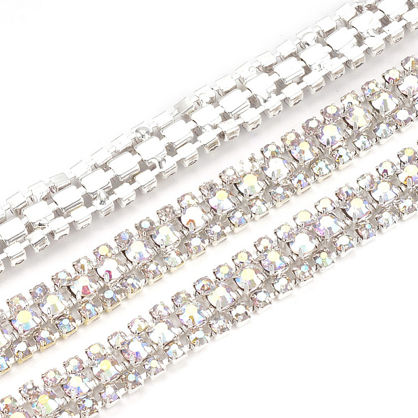 PandaHall Brass Rhinestone Strass Chains, with Spool, Three Rows Rhinestone Cup Chains, Silver Color Plated, Crystal AB, 8.5mm, about...
PandaHall Brass Rhinestone Strass Chains, with Spool, Three Rows Rhinestone Cup Chains, Silver Color Plated, Crystal AB, 8.5mm, about...