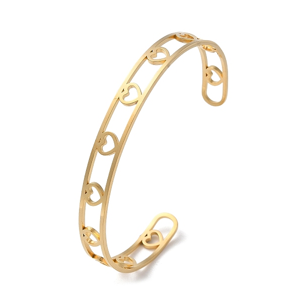PandaHall 304 Stainless Steel Open Cuff Bangles, Hollow Heart, Golden, Inner Diameter: 2x2-5/8 inch(4.95x6.75cm) 304 Stainless Steel
PandaHall 304 Stainless Steel Open Cuff Bangles, Hollow Heart, Golden, Inner Diameter: 2x2-5/8 inch(4.95x6.75cm) 304 Stainless Steel