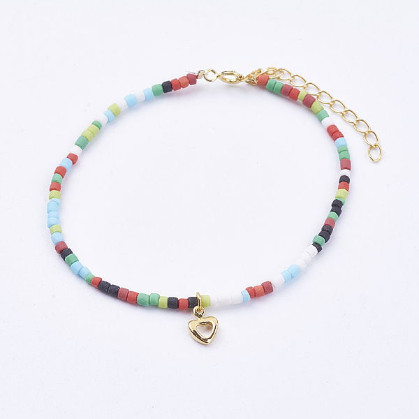 PandaHall Brass Charm Bracelets, with Frosted Lampwork Beads and Spring Clasps, Heart, Colorful, 6-1/2 inch(165mm) Lampwork
PandaHall Brass Charm Bracelets, with Frosted Lampwork Beads and Spring Clasps, Heart, Colorful, 6-1/2 inch(165mm) Lampwork