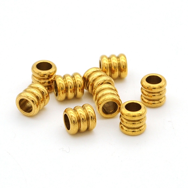 PandaHall 304 Stainless Steel Beads, Grooved, Column, Golden, 6x6mm, Hole: 3mm 304 Stainless Steel Column
PandaHall 304 Stainless Steel Beads, Grooved, Column, Golden, 6x6mm, Hole: 3mm 304 Stainless Steel Column