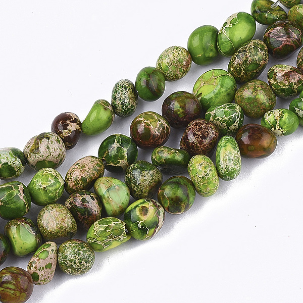 PandaHall Natural Imperial Jasper Beads Strands, Dyed, Tumbled Stone, Nuggets, Lime Green, 5~10x6~8x4~6mm, Hole: 1mm, about 60~65pcs/strand...
PandaHall Natural Imperial Jasper Beads Strands, Dyed, Tumbled Stone, Nuggets, Lime Green, 5~10x6~8x4~6mm, Hole: 1mm, about 60~65pcs/strand...
