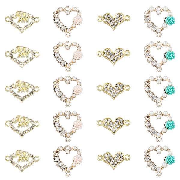 PandaHall DICOSMETIC 32Pcs 4 Styles Alloy Crystal Rhinestone Connector Charms, Light Gold, with Resin, Heart Links, Golden..., Clear
PandaHall DICOSMETIC 32Pcs 4 Styles Alloy Crystal Rhinestone Connector Charms, Light Gold, with Resin, Heart Links, Golden..., Clear