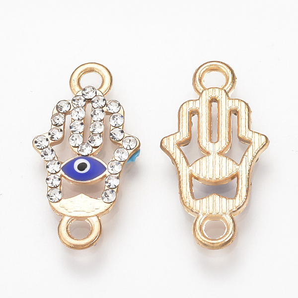 PandaHall Alloy Rhinestone Links connectors, Enamel Style, Hamsa Hand/Hand of Fatima/Hand of Miriam with Evil Eye, Blue, Light Gold..., Clear
PandaHall Alloy Rhinestone Links connectors, Enamel Style, Hamsa Hand/Hand of Fatima/Hand of Miriam with Evil Eye, Blue, Light Gold..., Clear