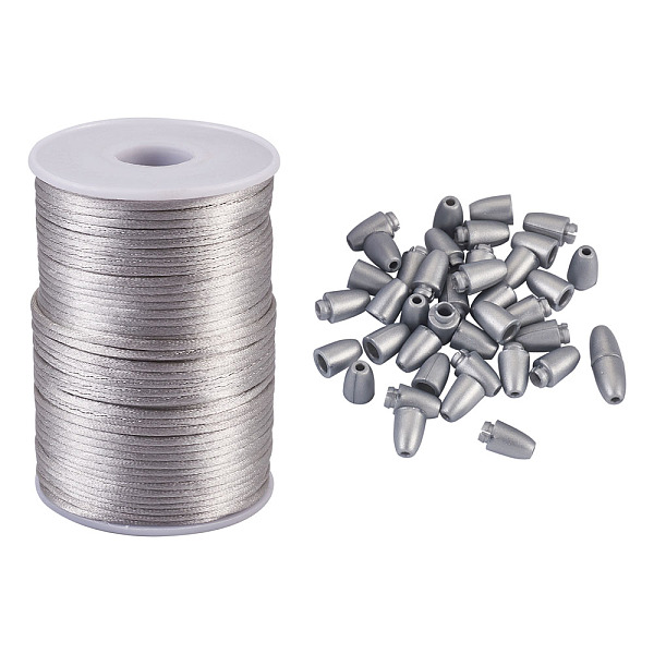 PandaHall Polyester Cord, Rattail Satin Cord, with Spool, for Beading Jewelry Making, with Plastic Breakaway Clasps, Silver, 2.5mm, about...
PandaHall Polyester Cord, Rattail Satin Cord, with Spool, for Beading Jewelry Making, with Plastic Breakaway Clasps, Silver, 2.5mm, about...