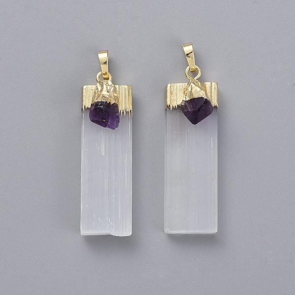PandaHall Natural Calcite Big Pendants, with Natural Amethyst and Brass Findings, Rectangle, Golden, 55~63x16~23x12.5~15mm, Hole: 8x3~5mm...
PandaHall Natural Calcite Big Pendants, with Natural Amethyst and Brass Findings, Rectangle, Golden, 55~63x16~23x12.5~15mm, Hole: 8x3~5mm...