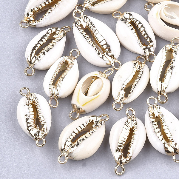 PandaHall Electroplate Cowrie Shell Links connectors, with Iron Findings, Golden, 21~27x10~14x6mm, Hole: 1.5mm Shell Shell Shape
PandaHall Electroplate Cowrie Shell Links connectors, with Iron Findings, Golden, 21~27x10~14x6mm, Hole: 1.5mm Shell Shell Shape