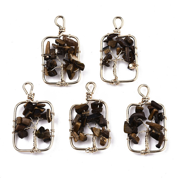 PandaHall Natural Tiger Eye Pendants, Light Gold Tone Brass Wire Wrapped, Tree, Rectangle, 37~39x20~22x6mm, Hole: 4mm Tiger Eye Rectangle
PandaHall Natural Tiger Eye Pendants, Light Gold Tone Brass Wire Wrapped, Tree, Rectangle, 37~39x20~22x6mm, Hole: 4mm Tiger Eye Rectangle