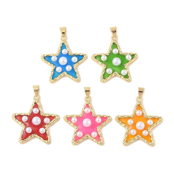 PandaHall Rack Plating Brass & Epoxy Resin Pendants, Star Charms with Snap on Bails & Plastic Pearl, Real 18K Gold Plated, Cadmium Free &..., Multicolor
PandaHall Rack Plating Brass & Epoxy Resin Pendants, Star Charms with Snap on Bails & Plastic Pearl, Real 18K Gold Plated, Cadmium Free &..., Multicolor