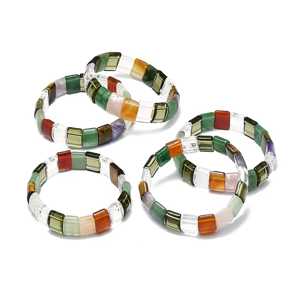 PandaHall Natural Mixed Gemstone Rectangle Beaded Stretch Bracelet for Women, Inner Diameter: 2-1/8~2-1/4 inch(5.5~5.7cm) Mixed Stone
PandaHall Natural Mixed Gemstone Rectangle Beaded Stretch Bracelet for Women, Inner Diameter: 2-1/8~2-1/4 inch(5.5~5.7cm) Mixed Stone