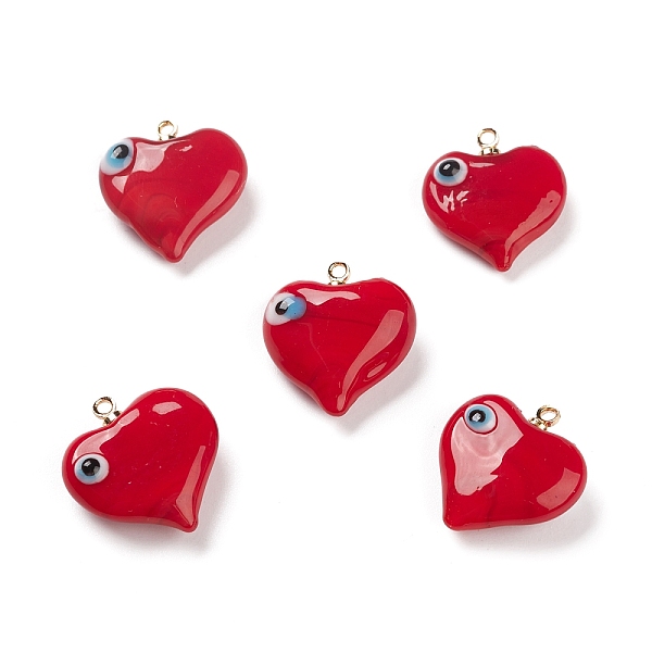 PandaHall Handmade Evil Eye Lampwork Pendants, with Light Gold Tone Brass Findings, Long-Lasting Plated, Lead Free & Cadmium Free, Heart..., Red
PandaHall Handmade Evil Eye Lampwork Pendants, with Light Gold Tone Brass Findings, Long-Lasting Plated, Lead Free & Cadmium Free, Heart..., Red