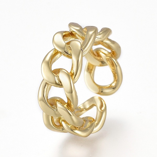 PandaHall Brass Cuff Rings, Open Rings, Long-Lasting Plated, Curb Chain Shape, Real 18K Gold Plated, Size 6, Inner Diameter: 17mm Brass
PandaHall Brass Cuff Rings, Open Rings, Long-Lasting Plated, Curb Chain Shape, Real 18K Gold Plated, Size 6, Inner Diameter: 17mm Brass
