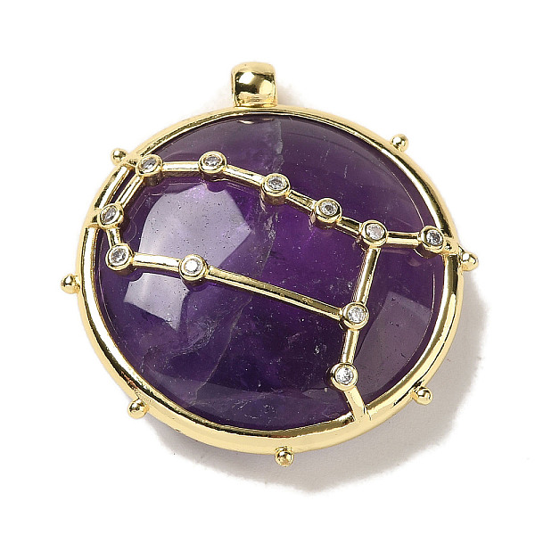 PandaHall Constellation Natural Amethyst Pendants, Brass Flat Round Charms, Golden, Gemini, 32x30x9mm, Hole: 2mm Amethyst Gemini
PandaHall Constellation Natural Amethyst Pendants, Brass Flat Round Charms, Golden, Gemini, 32x30x9mm, Hole: 2mm Amethyst Gemini