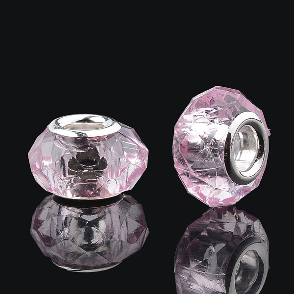 PandaHall Acrylic European Beads, Large Hole Beads, with Silver Color Plated Brass Cores, Faceted, Rondelle, Pearl Pink, 13~14x9~10mm, Hole...
PandaHall Acrylic European Beads, Large Hole Beads, with Silver Color Plated Brass Cores, Faceted, Rondelle, Pearl Pink, 13~14x9~10mm, Hole...