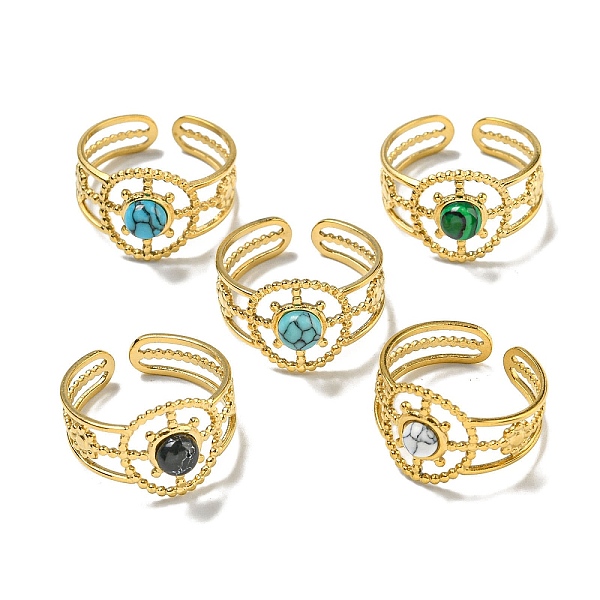 PandaHall 304 Stainless Steel Open Cuff Rings, Synthetic Malachite & Turquoise Round Finger Rings for Women Men, Real 18K Gold Plated...
PandaHall 304 Stainless Steel Open Cuff Rings, Synthetic Malachite & Turquoise Round Finger Rings for Women Men, Real 18K Gold Plated...