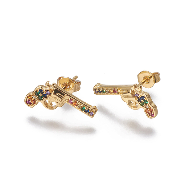 PandaHall Brass Micro Pave Cubic Zirconia Stud Earrings, Gun, Golden, 16x8.9x2mm, Pin: 0.7mm Cubic Zirconia
PandaHall Brass Micro Pave Cubic Zirconia Stud Earrings, Gun, Golden, 16x8.9x2mm, Pin: 0.7mm Cubic Zirconia