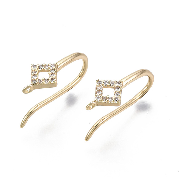 PandaHall Brass Micro Pave Cubic Zirconia Earring Hooks, Nickel Free, with Horizontal Loop, Rhombus, Clear, Real 18K Gold Plated, 18x6.5mm...
PandaHall Brass Micro Pave Cubic Zirconia Earring Hooks, Nickel Free, with Horizontal Loop, Rhombus, Clear, Real 18K Gold Plated, 18x6.5mm...