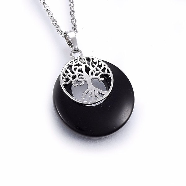 PandaHall Natural Black Agate Pendant Necklaces, with 304 Stainless Steel Findings, Flat Round with Tree, 19.68 inch(50cm), Pendant...
PandaHall Natural Black Agate Pendant Necklaces, with 304 Stainless Steel Findings, Flat Round with Tree, 19.68 inch(50cm), Pendant...