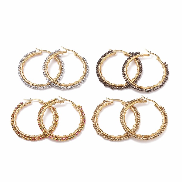 PandaHall Glass Braided Big Hoop Earrings, Golden 304 Stainless Steel Wire Wrap Earrings for Women, Mixed Color, 39x2.5mm, Pin: 0.6mm Glass..., Multicolor
PandaHall Glass Braided Big Hoop Earrings, Golden 304 Stainless Steel Wire Wrap Earrings for Women, Mixed Color, 39x2.5mm, Pin: 0.6mm Glass..., Multicolor