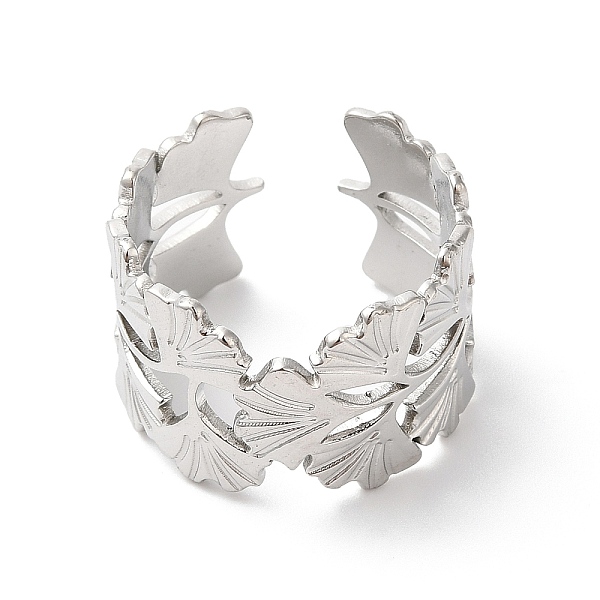 PandaHall 304 Stainless Steel Gingko Leaf Open Cuff Ring for Women, Stainless Steel Color, Inner Diameter: 18mm 304 Stainless Steel
PandaHall 304 Stainless Steel Gingko Leaf Open Cuff Ring for Women, Stainless Steel Color, Inner Diameter: 18mm 304 Stainless Steel