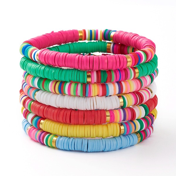 PandaHall 7Pcs Rainbow Polymer Clay Heishi Beads Stretch Bracelets Set, Stackable Bracelets, with Golden Plated Brass Beads, Mixed Color..., Multicolor
PandaHall 7Pcs Rainbow Polymer Clay Heishi Beads Stretch Bracelets Set, Stackable Bracelets, with Golden Plated Brass Beads, Mixed Color..., Multicolor