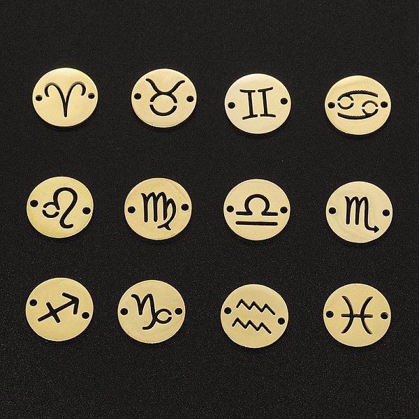 PandaHall 201 Stainless Steel Links Connectors, Flat Round with Constellation, Golden, 12x12x1mm, Hole: 1.2mm, Total: 12pcs/set. 201...
PandaHall 201 Stainless Steel Links Connectors, Flat Round with Constellation, Golden, 12x12x1mm, Hole: 1.2mm, Total: 12pcs/set. 201...