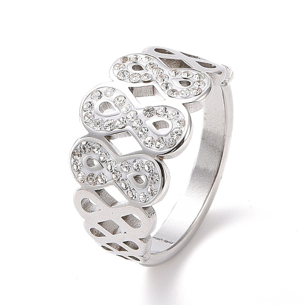 PandaHall Crystal Rhinestone Infinity Finger Ring, 304 Stainless Steel Jewelry for Women, Stainless Steel Color, US Size 7 1/4(17.5mm)..., Clear
PandaHall Crystal Rhinestone Infinity Finger Ring, 304 Stainless Steel Jewelry for Women, Stainless Steel Color, US Size 7 1/4(17.5mm)..., Clear