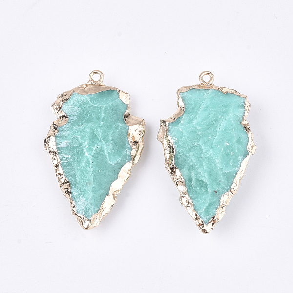 PandaHall Resin Pendants, Pointed Pendants, with Iron Findings, Arrowhead, Golden, Dark Turquoise, 44~46x25~26x9~11mm, Hole: 1.8mm..., Cyan
PandaHall Resin Pendants, Pointed Pendants, with Iron Findings, Arrowhead, Golden, Dark Turquoise, 44~46x25~26x9~11mm, Hole: 1.8mm..., Cyan