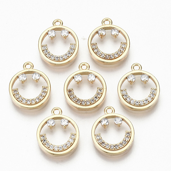 PandaHall Brass Micro Pave Clear Cubic Zirconia Charms, Nickel Free, Flat Round with Smiling Face, Real 18K Gold Plated, 14x11.5x2mm, Hole...
PandaHall Brass Micro Pave Clear Cubic Zirconia Charms, Nickel Free, Flat Round with Smiling Face, Real 18K Gold Plated, 14x11.5x2mm, Hole...