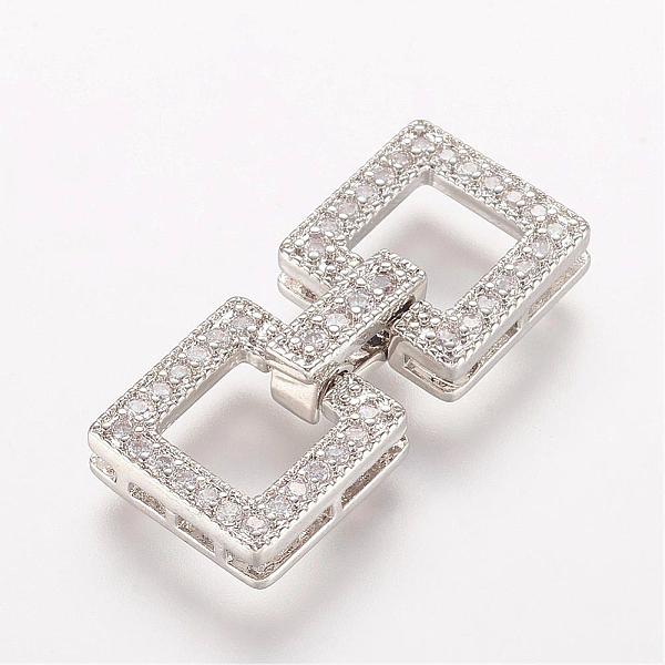 PandaHall Brass Micro Pave Cubic Zirconia Fold Over Clasps, Square, Platinum, 25x11x4.5mm, Hole: 0.5mm Brass+Cubic Zirconia
PandaHall Brass Micro Pave Cubic Zirconia Fold Over Clasps, Square, Platinum, 25x11x4.5mm, Hole: 0.5mm Brass+Cubic Zirconia