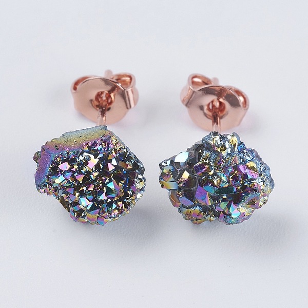 PandaHall Brass Ear Stud Components, with Natural Druzy Agate, Nuggets, Rainbow Plated, 6~9x5~8.5x3~7mm, Pin: 0.7mm Natural Agate Nuggets
PandaHall Brass Ear Stud Components, with Natural Druzy Agate, Nuggets, Rainbow Plated, 6~9x5~8.5x3~7mm, Pin: 0.7mm Natural Agate Nuggets