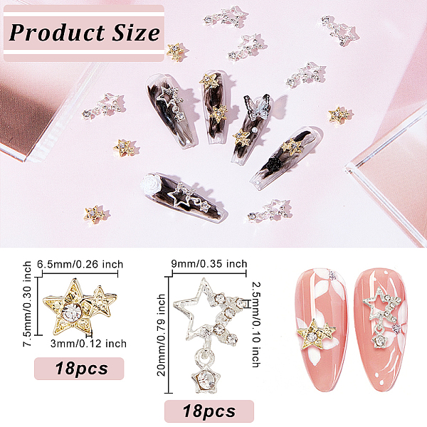 PandaHall OLYCRAFT 36pcs 2 Styles Star Nail Charms 3D Alloy Star Charms Shiny Rhinestones Nail Art Charm Metal Nail Decor Cabochons Nail Gem..., Clear
PandaHall OLYCRAFT 36pcs 2 Styles Star Nail Charms 3D Alloy Star Charms Shiny Rhinestones Nail Art Charm Metal Nail Decor Cabochons Nail Gem..., Clear
