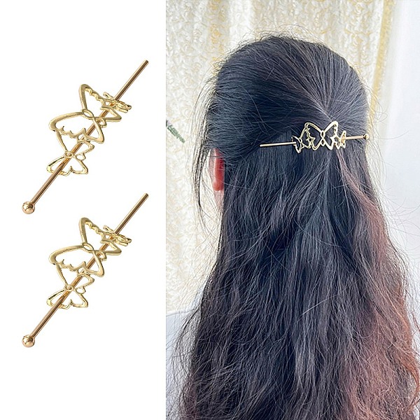 PandaHall Alloy Hair Sticks, Hollow Hair Ponytail Holder, for DIY Japanese Style Hair Stick Accessories, Butterfly, Golden, 54x26x2mm Alloy
PandaHall Alloy Hair Sticks, Hollow Hair Ponytail Holder, for DIY Japanese Style Hair Stick Accessories, Butterfly, Golden, 54x26x2mm Alloy