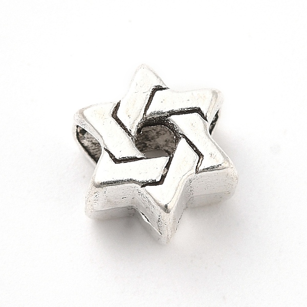 PandaHall Tibetan Style Alloy European Beads, Large Hole Beads, Star of David, Antique Silver, 10.5x9x7.5mm, Hole: 4.7mm, about 442pcs/500g...
PandaHall Tibetan Style Alloy European Beads, Large Hole Beads, Star of David, Antique Silver, 10.5x9x7.5mm, Hole: 4.7mm, about 442pcs/500g...