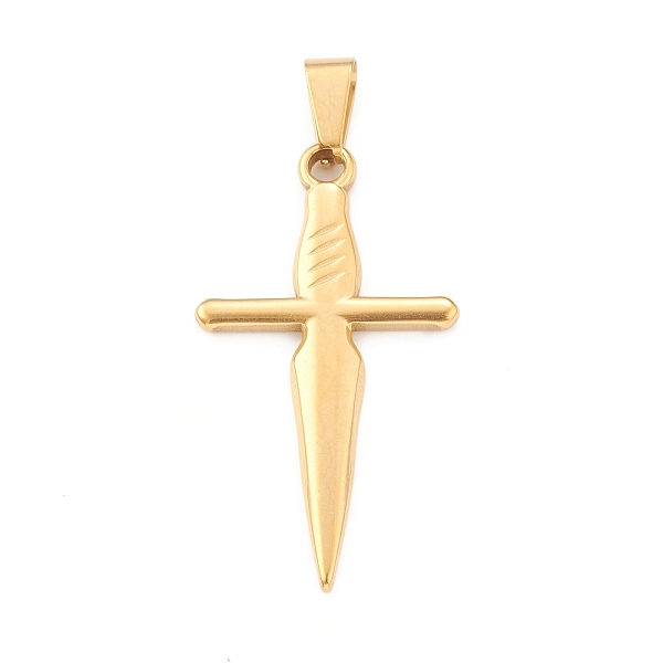 PandaHall Ion Plating(IP) 304 Stainless Steel Pendants, Sword Charm, Golden, 45x25x3mm, Hole: 4x8mm 304 Stainless Steel Others
PandaHall Ion Plating(IP) 304 Stainless Steel Pendants, Sword Charm, Golden, 45x25x3mm, Hole: 4x8mm 304 Stainless Steel Others