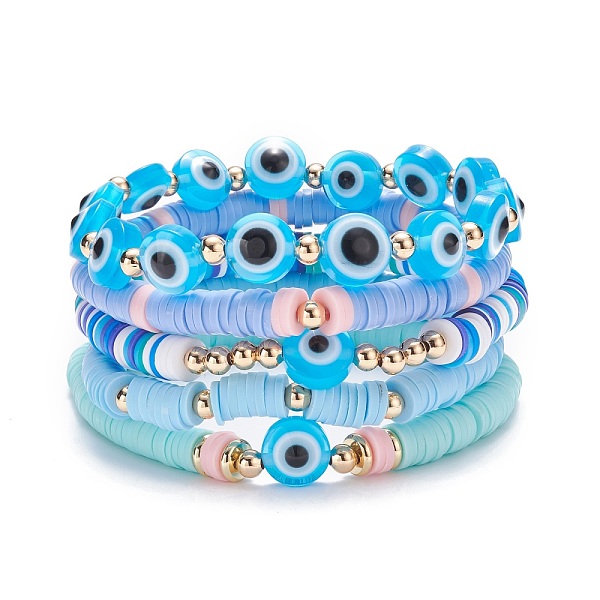 PandaHall 5Pcs 5 Style Polymer Clay Heishi Beaded Stretch Bracelets Set, Preppy Bracelets with Evil Eye for Women, Blue, Inner Diameter...
PandaHall 5Pcs 5 Style Polymer Clay Heishi Beaded Stretch Bracelets Set, Preppy Bracelets with Evil Eye for Women, Blue, Inner Diameter...