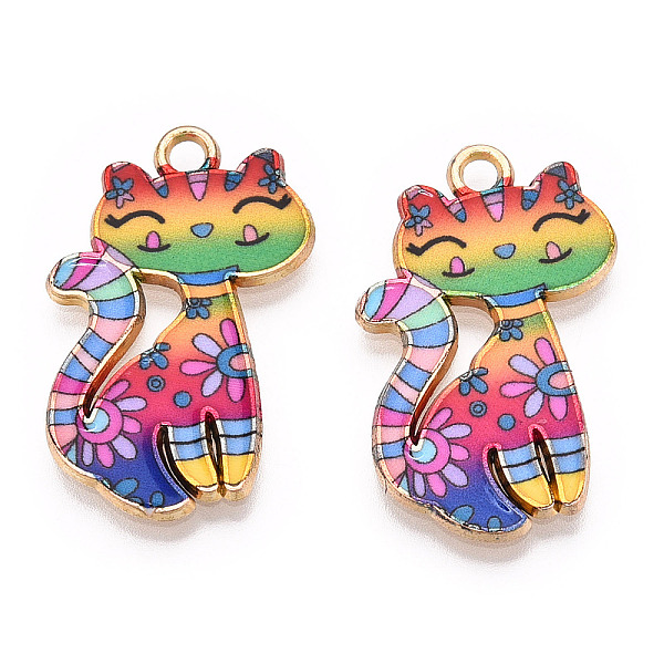 PandaHall Printed Alloy Pendants, Lead Free & Cadmium Free & Nickel Free, Cat Charm, Golden, Colorful, 26x17x2mm, Hole: 2mm Alloy Cat Shape..., Multicolor
PandaHall Printed Alloy Pendants, Lead Free & Cadmium Free & Nickel Free, Cat Charm, Golden, Colorful, 26x17x2mm, Hole: 2mm Alloy Cat Shape..., Multicolor