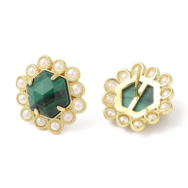 PandaHall Natural Malachite Hexagon Stud Earrings with Plastic Pearl Beaded, Real 14K Gold Plated Brass Jewelry, 17x18mm Malachite Hexagon
PandaHall Natural Malachite Hexagon Stud Earrings with Plastic Pearl Beaded, Real 14K Gold Plated Brass Jewelry, 17x18mm Malachite Hexagon