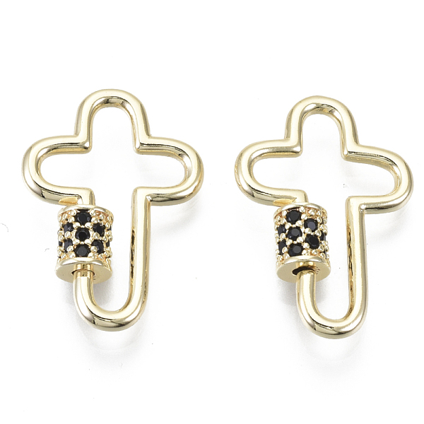 PandaHall Brass Micro Pave Cubic Zirconia Screw Carabiner Lock Charms, for Necklaces Making, Cross, Nickel Free, Real 18K Gold Plated, Black...
PandaHall Brass Micro Pave Cubic Zirconia Screw Carabiner Lock Charms, for Necklaces Making, Cross, Nickel Free, Real 18K Gold Plated, Black...