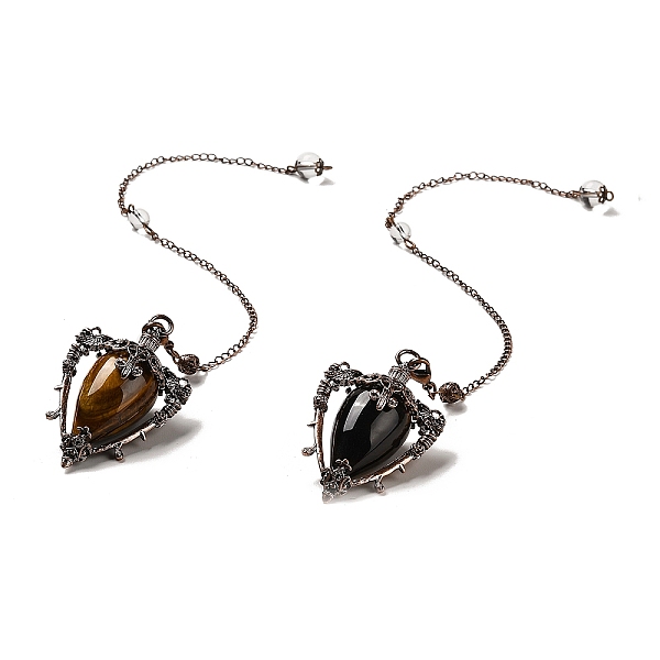 PandaHall Natural Tiger Eye Triangle Dowsing Pendulum Pendants, with Quartz Crystal Round Beads, Rack Plating Alloy Findings & Chains...
PandaHall Natural Tiger Eye Triangle Dowsing Pendulum Pendants, with Quartz Crystal Round Beads, Rack Plating Alloy Findings & Chains...