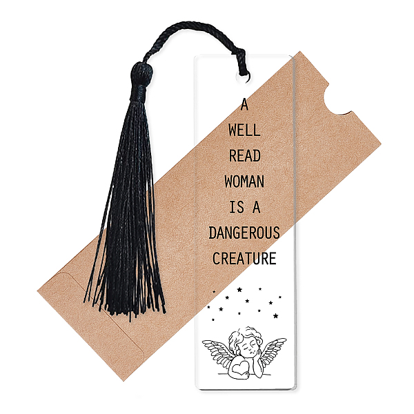PandaHall Acrylic Bookmarks, with Polyester Tassel Decorations, Rectangle Bookmarks, Quote A Well Read Woman Is A Dangerous Creature, Angel...
PandaHall Acrylic Bookmarks, with Polyester Tassel Decorations, Rectangle Bookmarks, Quote A Well Read Woman Is A Dangerous Creature, Angel...