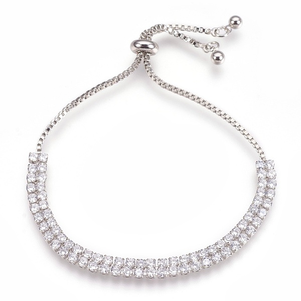 PandaHall Brass Micro Pave Cubic Zirconia Bolo Tennis Bracelets, Slider Bracelets, Platinum, 1 inch(2.6cm)~2-5/8 inch(6.7cm), 1.5~5mm Cubic...
PandaHall Brass Micro Pave Cubic Zirconia Bolo Tennis Bracelets, Slider Bracelets, Platinum, 1 inch(2.6cm)~2-5/8 inch(6.7cm), 1.5~5mm Cubic...