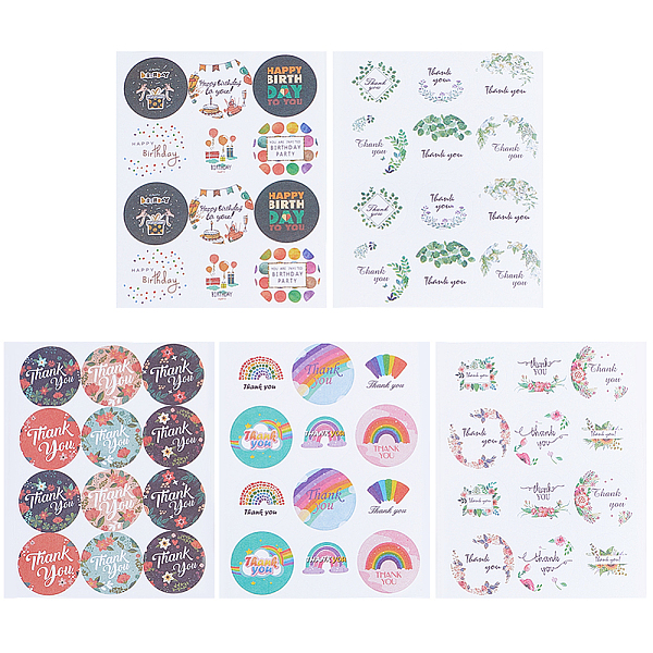 PandaHall CRASPIRE 50 Sheets 5 Styles Thank You/Birthday Theme Round Paper Stickers, Self-Adhesive Decals, for Envelope, Mixed Color..., Multicolor
PandaHall CRASPIRE 50 Sheets 5 Styles Thank You/Birthday Theme Round Paper Stickers, Self-Adhesive Decals, for Envelope, Mixed Color..., Multicolor