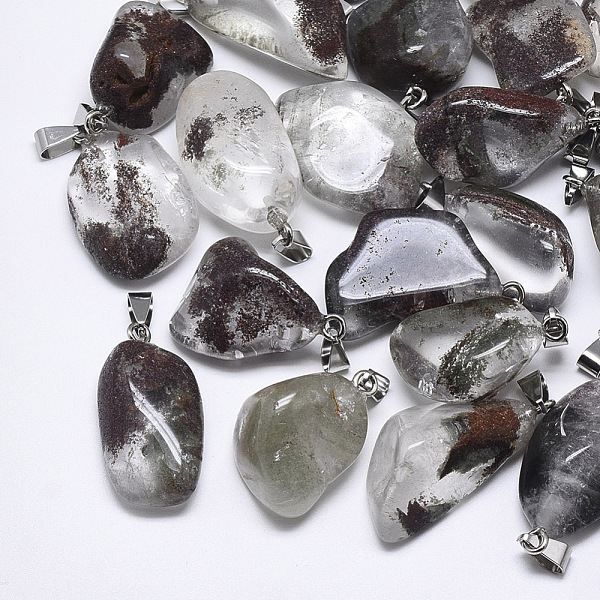 PandaHall Natural Green Lodolite Quartz/Garden Quartz Pendants, with Stainless Steel Snap On Bails, Nuggets, Stainless Steel Color...
PandaHall Natural Green Lodolite Quartz/Garden Quartz Pendants, with Stainless Steel Snap On Bails, Nuggets, Stainless Steel Color...