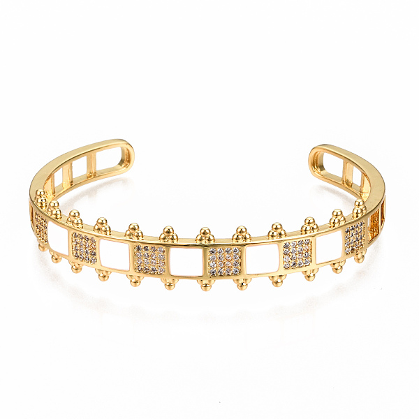 PandaHall Brass Micro Pave Clear Cubic Zirconia Cuff Bangles, with Enamel, Nickel Free, Square, Real 16K Gold Plated, Creamy White, Inner...
PandaHall Brass Micro Pave Clear Cubic Zirconia Cuff Bangles, with Enamel, Nickel Free, Square, Real 16K Gold Plated, Creamy White, Inner...
